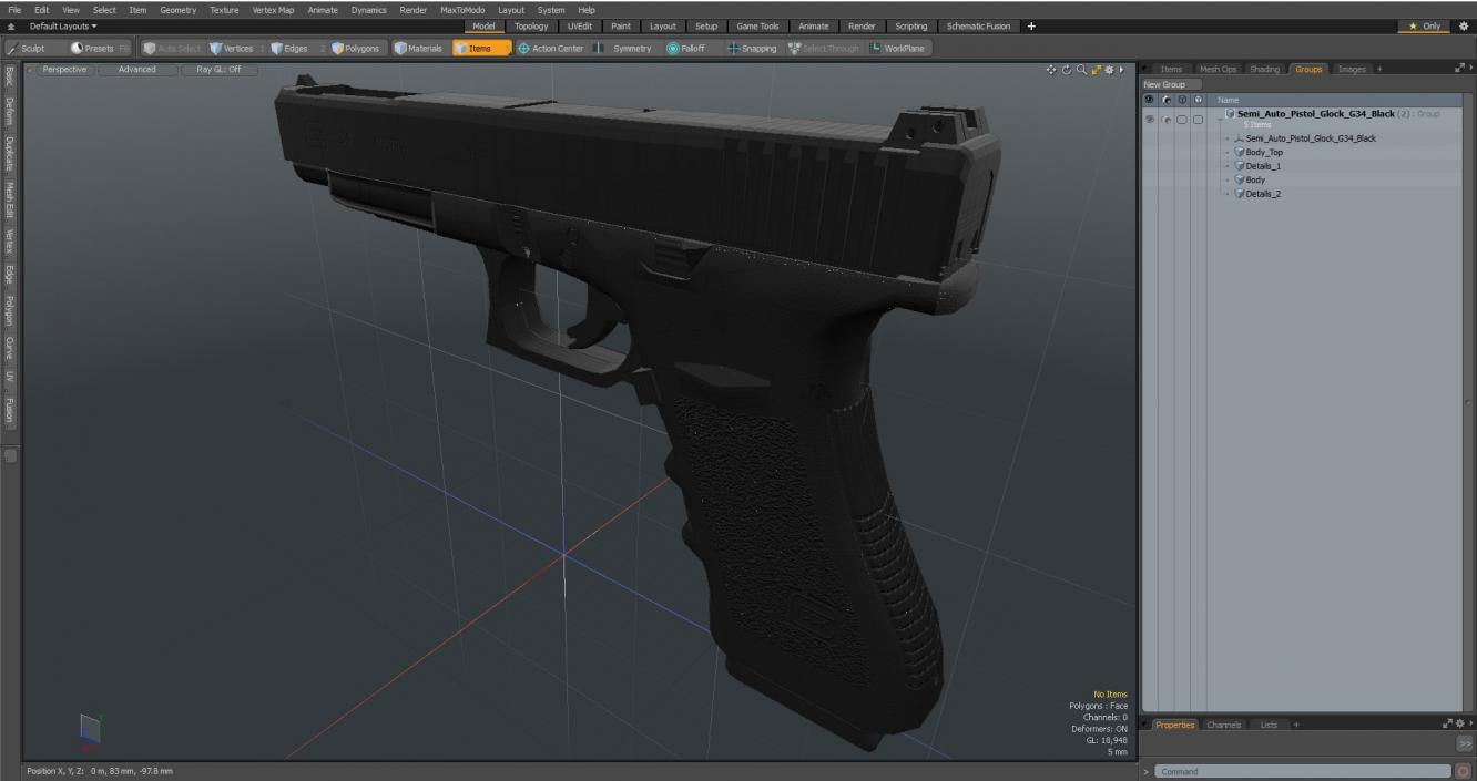 Semi Auto Pistol Glock G34 Black 3D