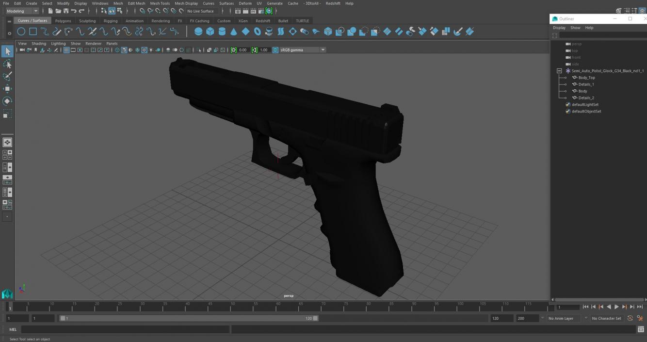 Semi Auto Pistol Glock G34 Black 3D