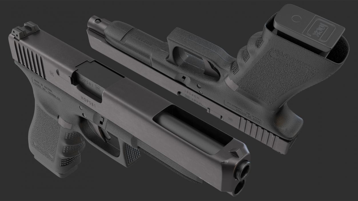 Semi Auto Pistol Glock G34 Black 3D