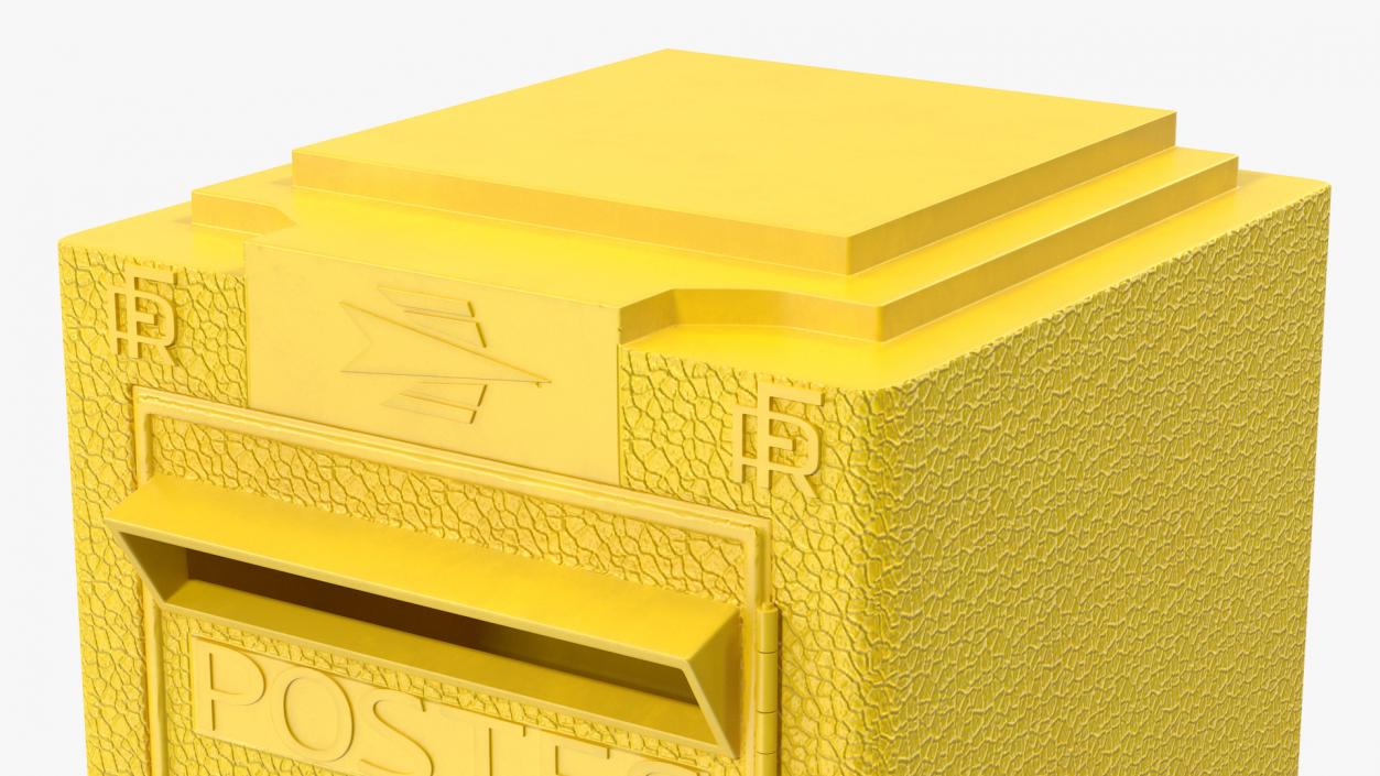 French Yellow Metal Mailbox 3D