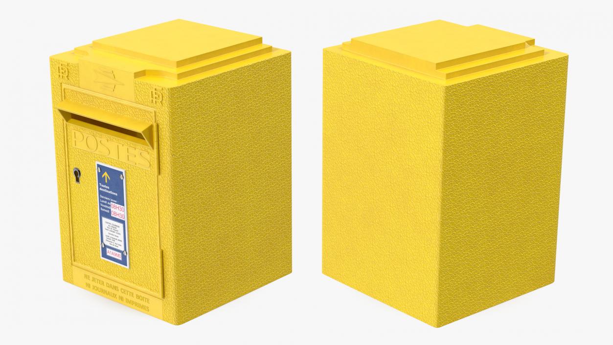 French Yellow Metal Mailbox 3D