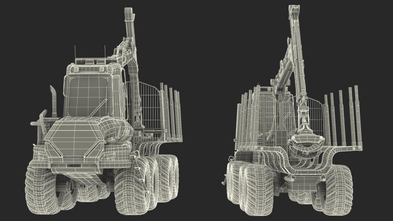 Forwarder Forestry Vehicle Dirty Rigged 3D model