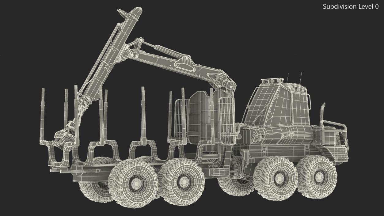 Forwarder Forestry Vehicle Dirty Rigged 3D model