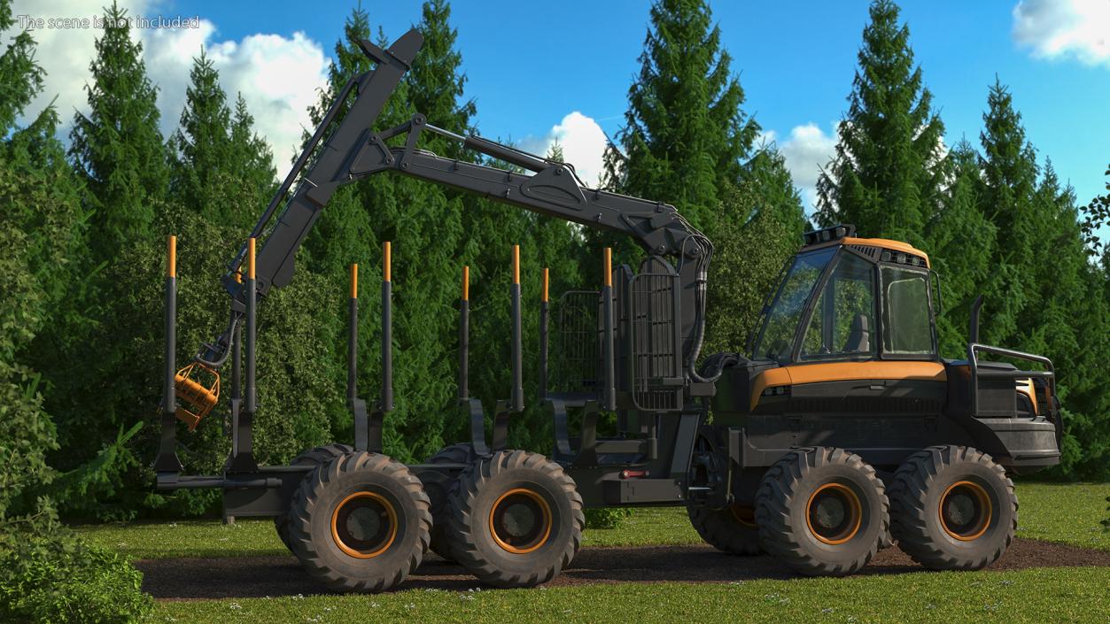 Forwarder Forestry Vehicle Dirty Rigged 3D model