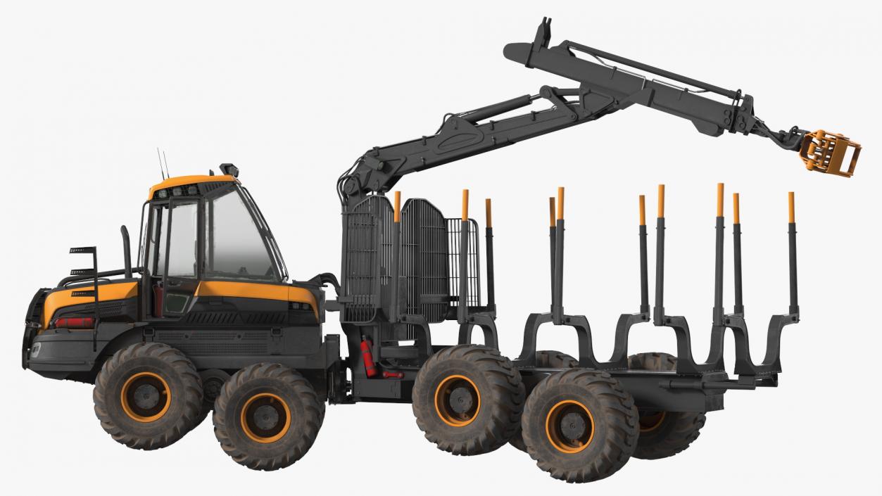 Forwarder Forestry Vehicle Dirty Rigged 3D model