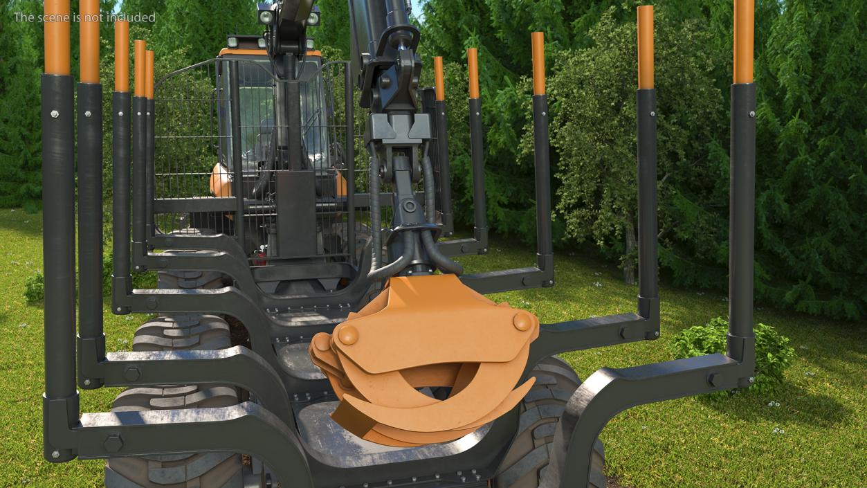 Forwarder Forestry Vehicle Dirty Rigged 3D model