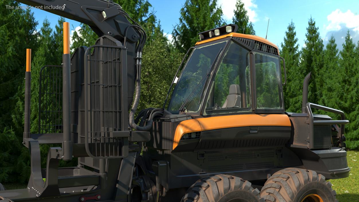 Forwarder Forestry Vehicle Dirty Rigged 3D model