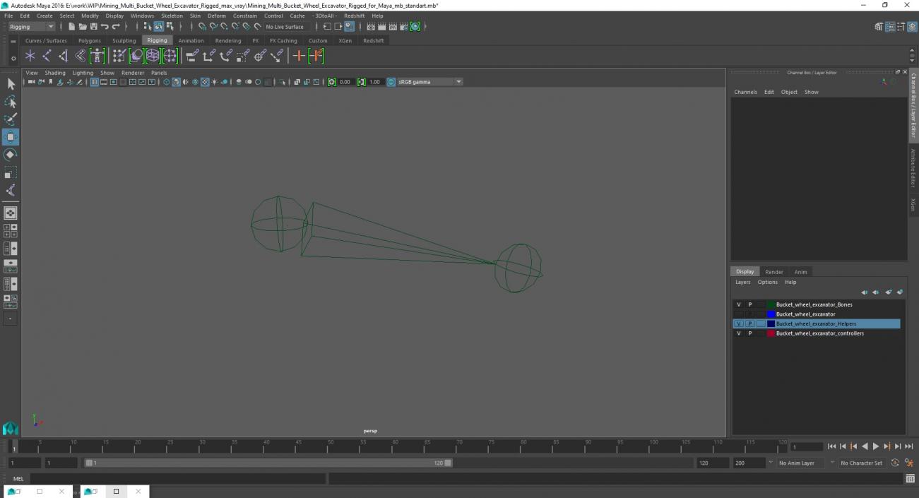 3D Mining Multi Bucket Wheel Excavator Rigged for Maya