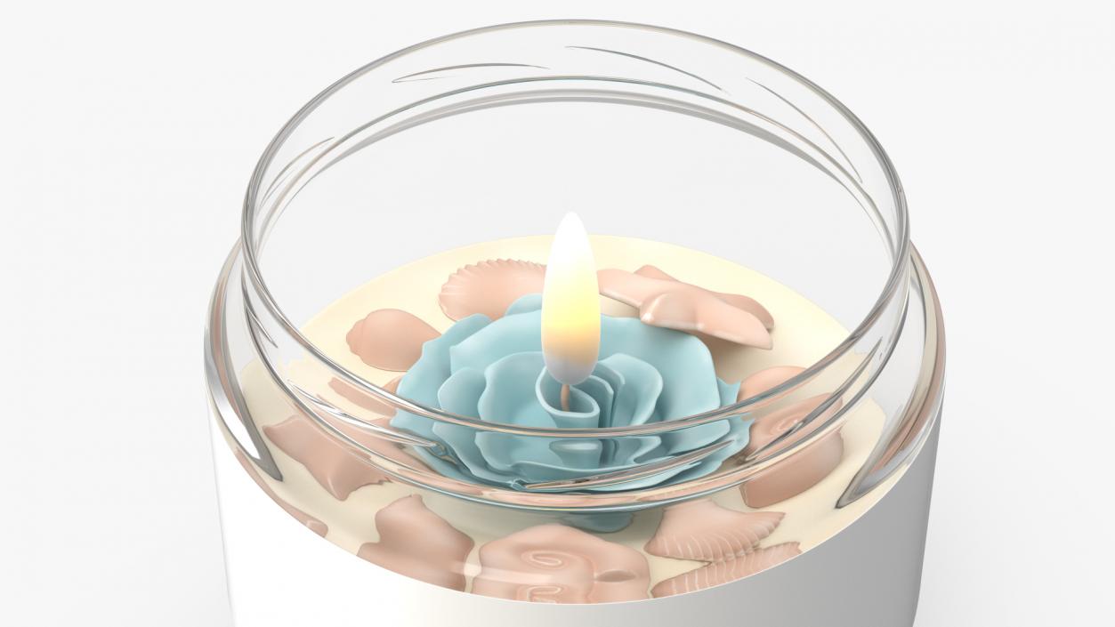 3D model Glass Jar Candle Fire Burns with Cover 2