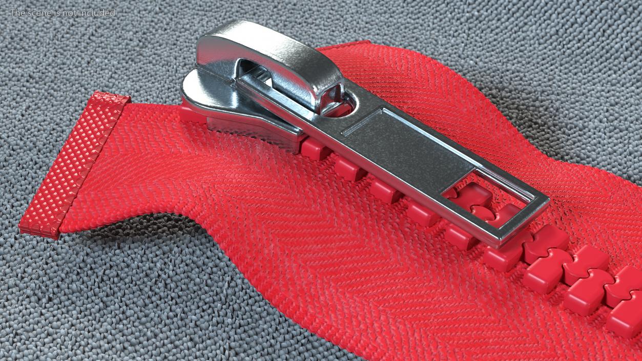 3D model Two Sided Plastic Zipper Closed Red