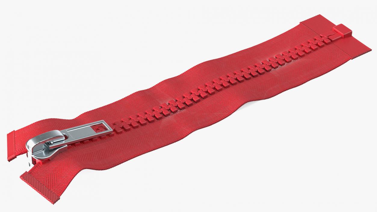 3D model Two Sided Plastic Zipper Closed Red