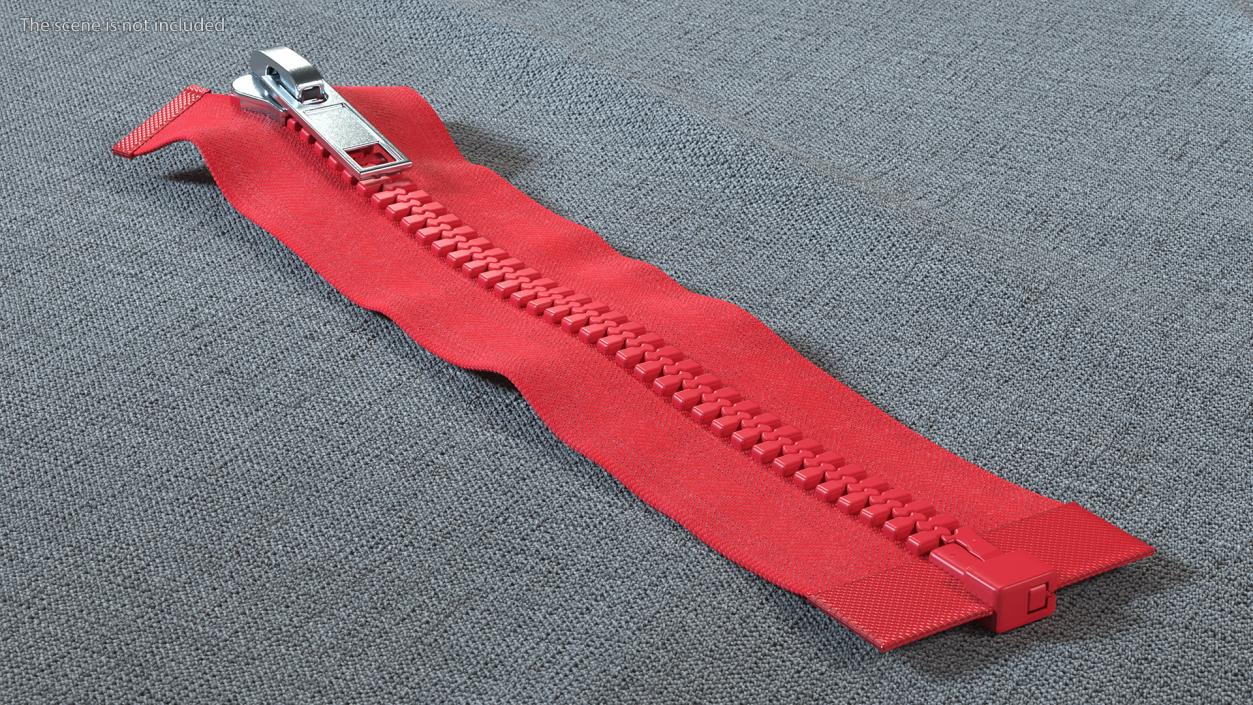 3D model Two Sided Plastic Zipper Closed Red