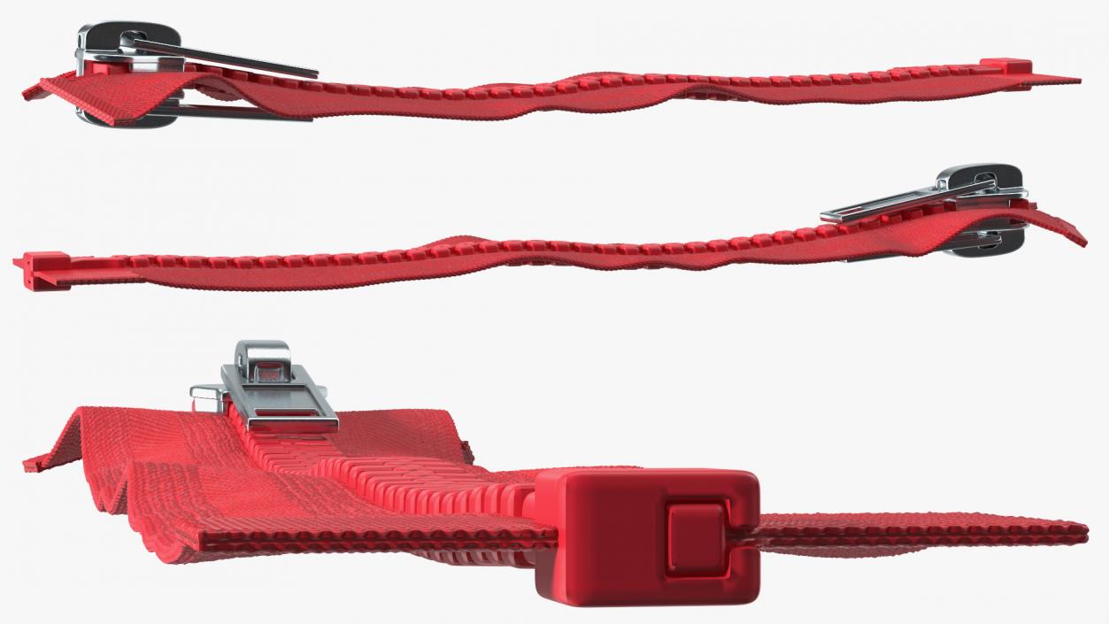 3D model Two Sided Plastic Zipper Closed Red