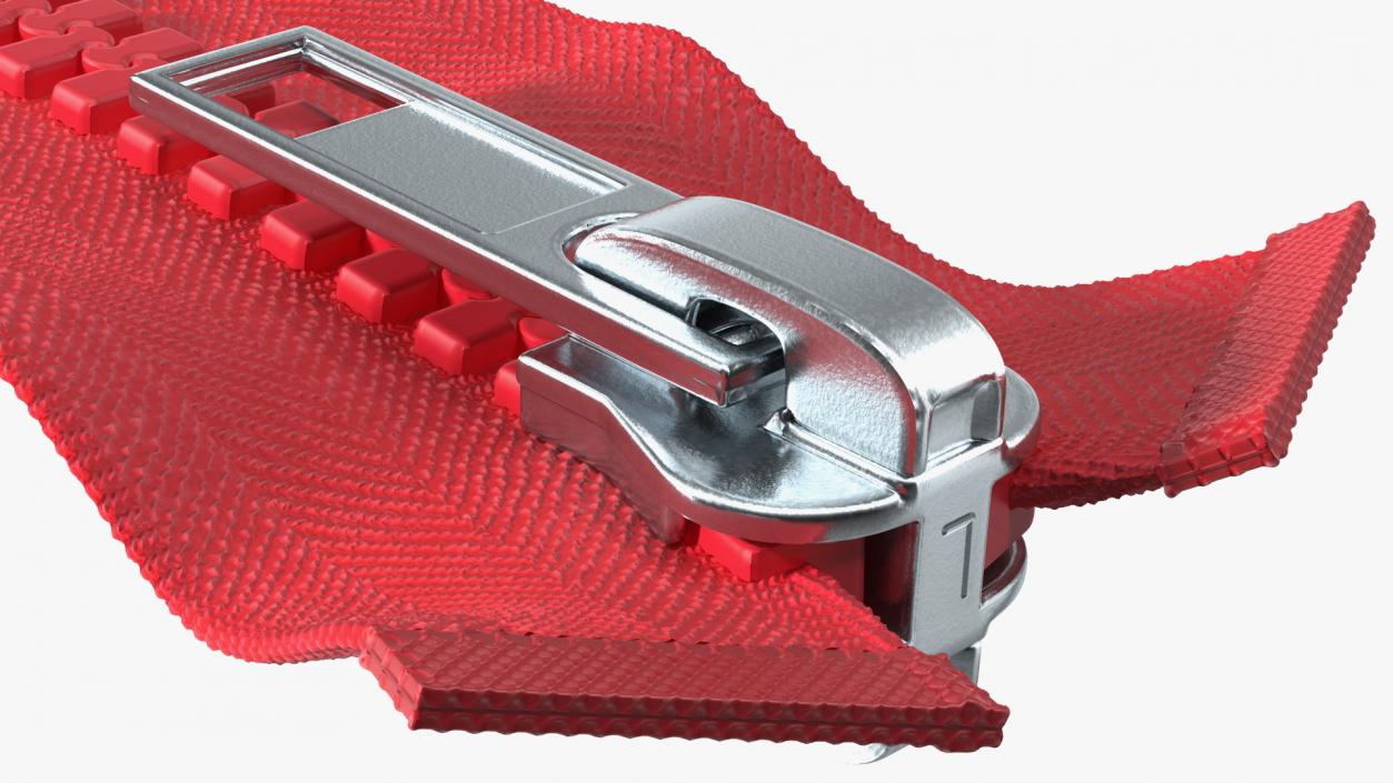 3D model Two Sided Plastic Zipper Closed Red