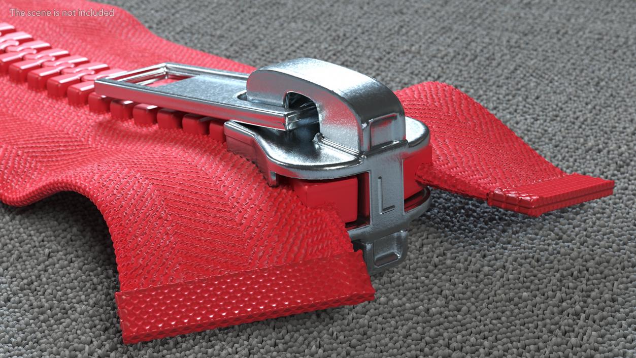 3D model Two Sided Plastic Zipper Closed Red