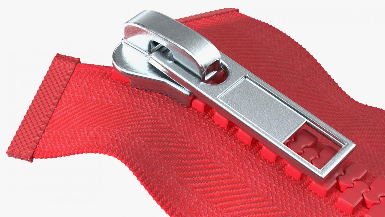 3D model Two Sided Plastic Zipper Closed Red