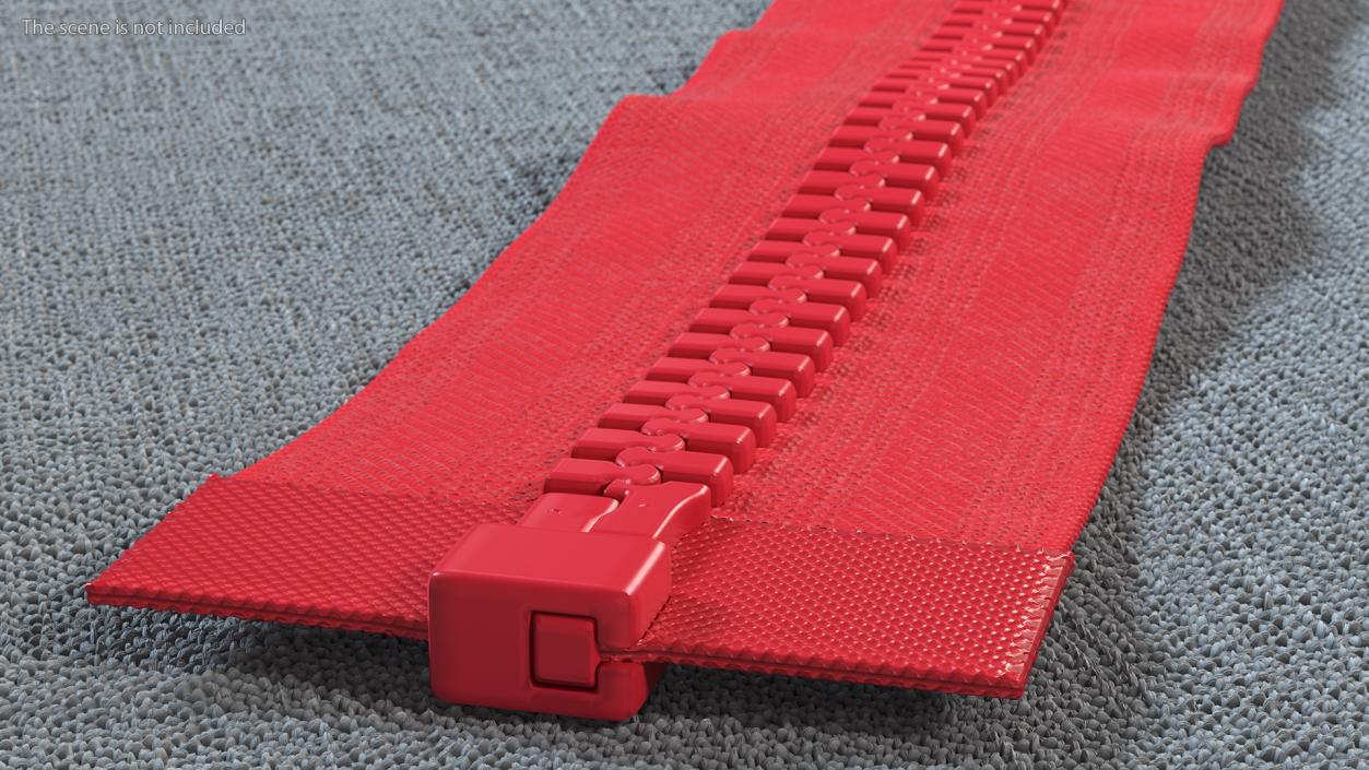 3D model Two Sided Plastic Zipper Closed Red