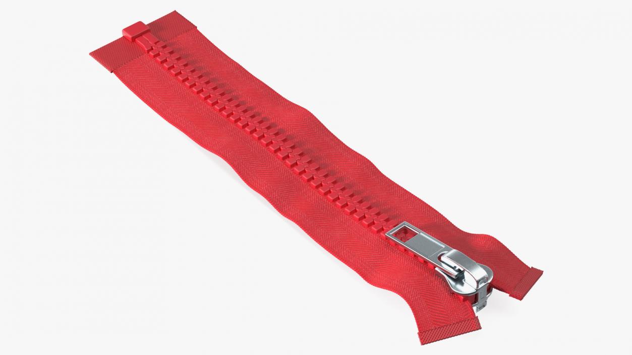 3D model Two Sided Plastic Zipper Closed Red