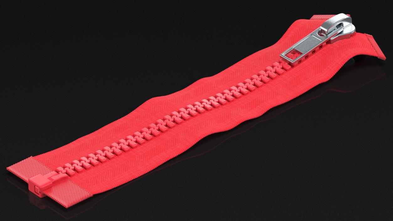 3D model Two Sided Plastic Zipper Closed Red