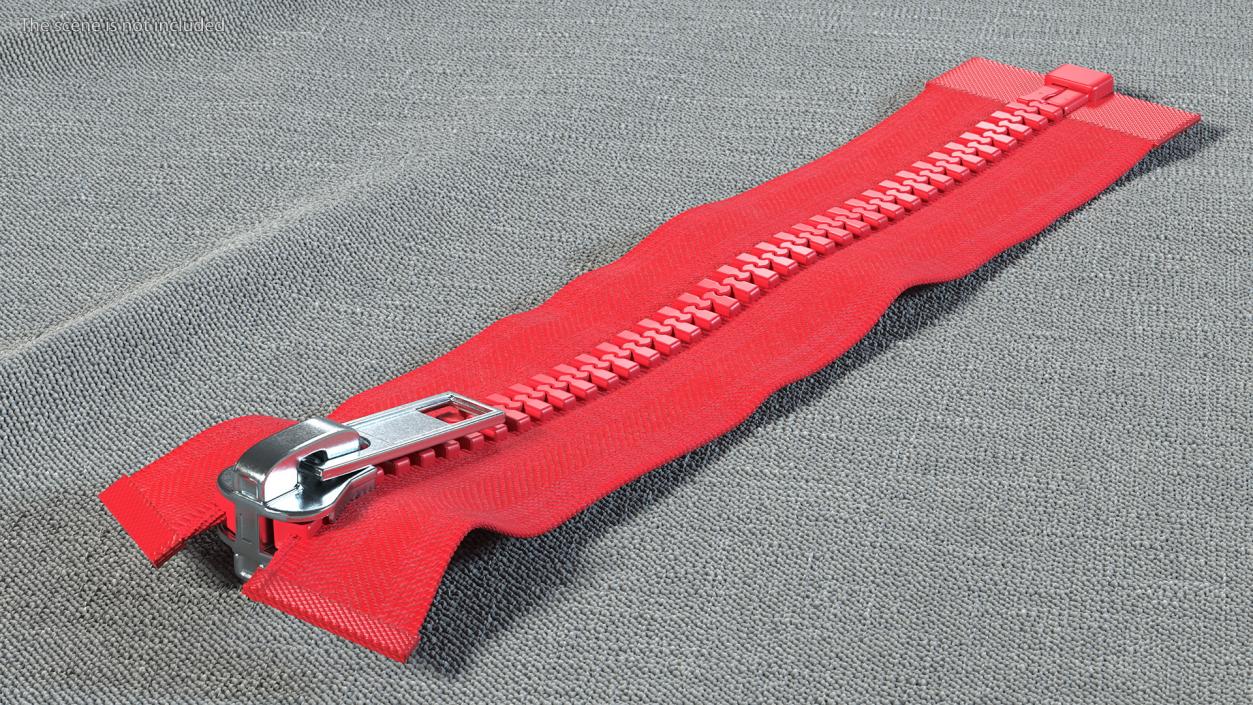 3D model Two Sided Plastic Zipper Closed Red