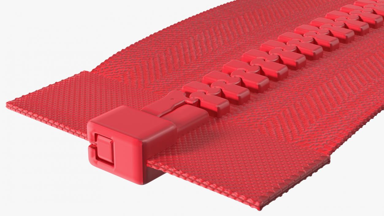 3D model Two Sided Plastic Zipper Closed Red