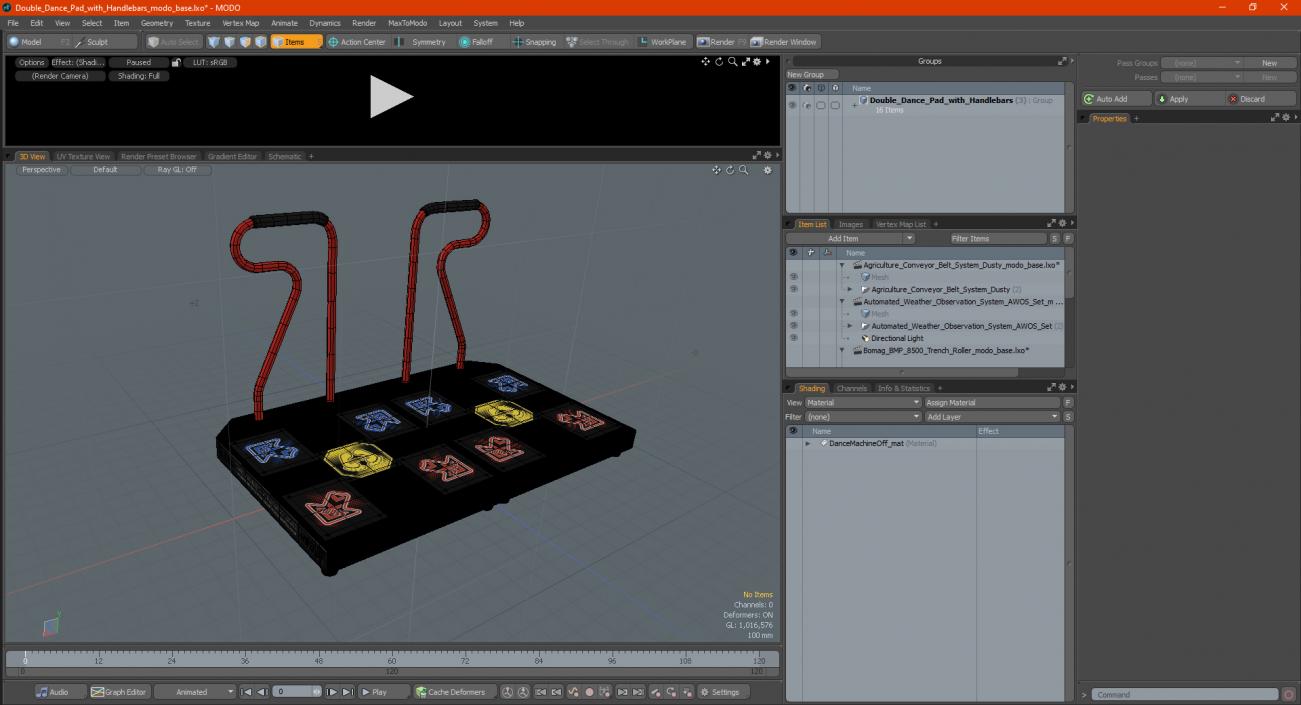 Double Dance Pad with Handlebars 3D