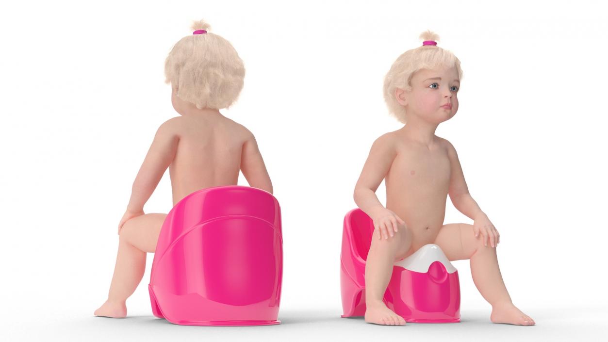 Little Girl on Potty Fur 3D model