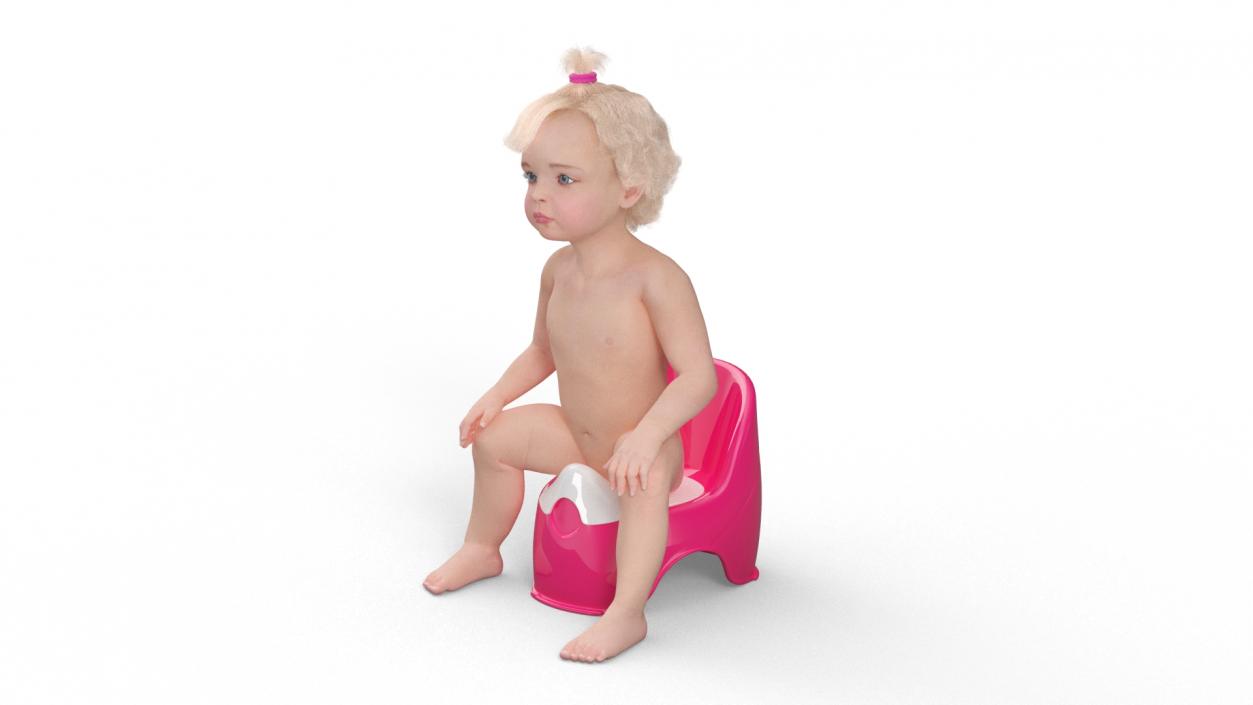 Little Girl on Potty Fur 3D model