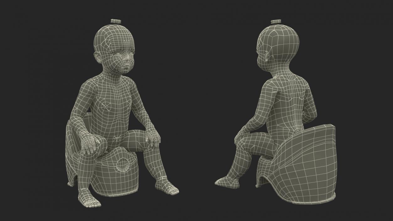 Little Girl on Potty Fur 3D model