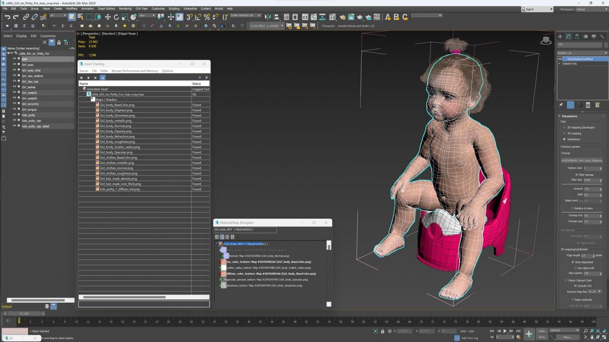 Little Girl on Potty Fur 3D model