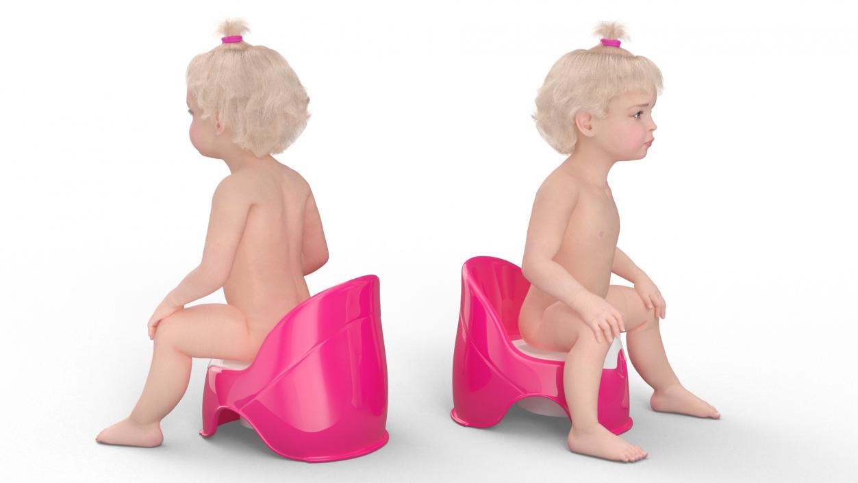 Little Girl on Potty Fur 3D model