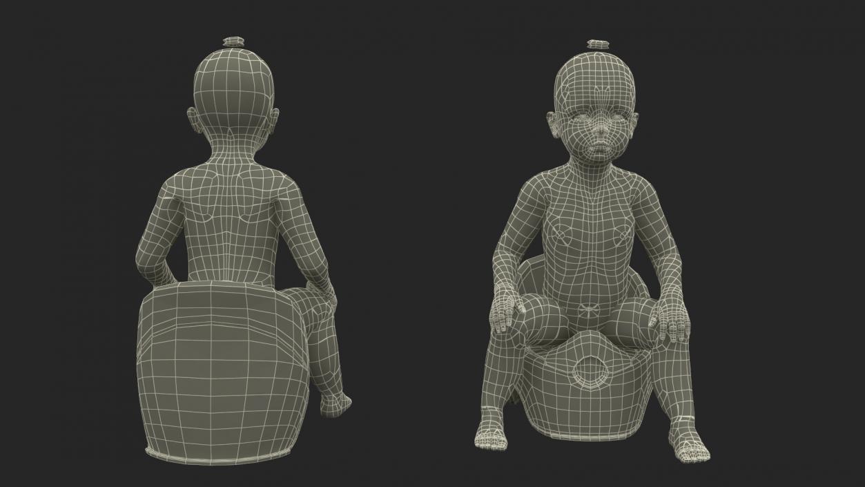 Little Girl on Potty Fur 3D model