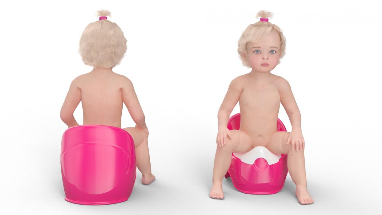 Little Girl on Potty Fur 3D model