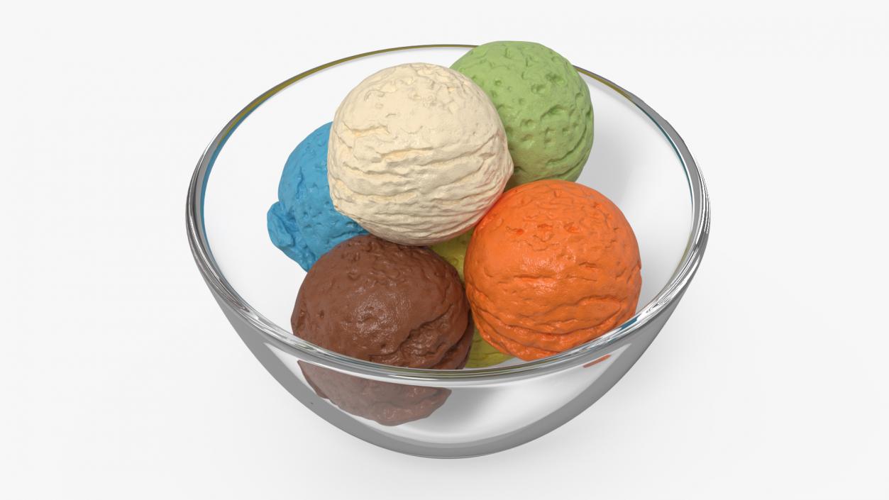 3D Ice Cream Balls in Glass Bowl 2