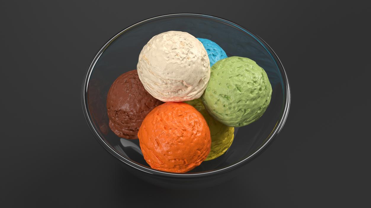 3D Ice Cream Balls in Glass Bowl 2