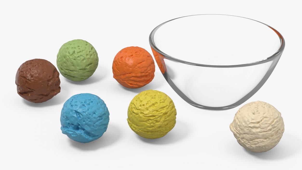 3D Ice Cream Balls in Glass Bowl 2