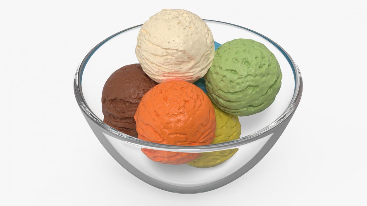 3D Ice Cream Balls in Glass Bowl 2