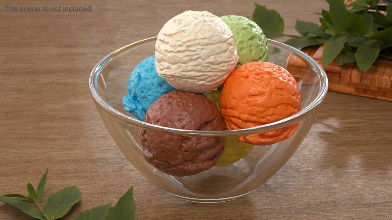 3D Ice Cream Balls in Glass Bowl 2