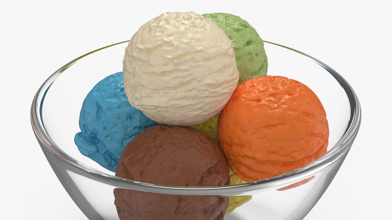 3D Ice Cream Balls in Glass Bowl 2