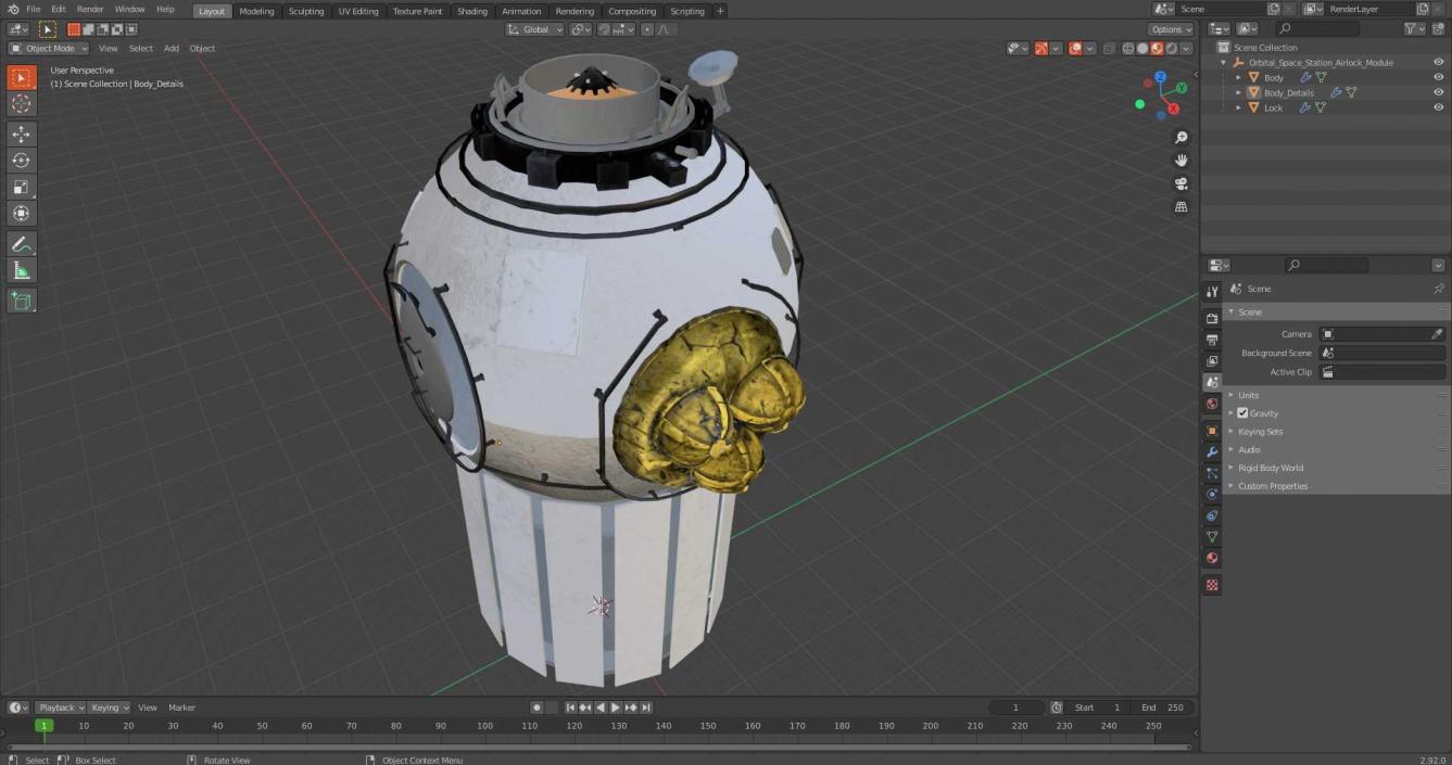 3D Orbital Space Station Airlock Module