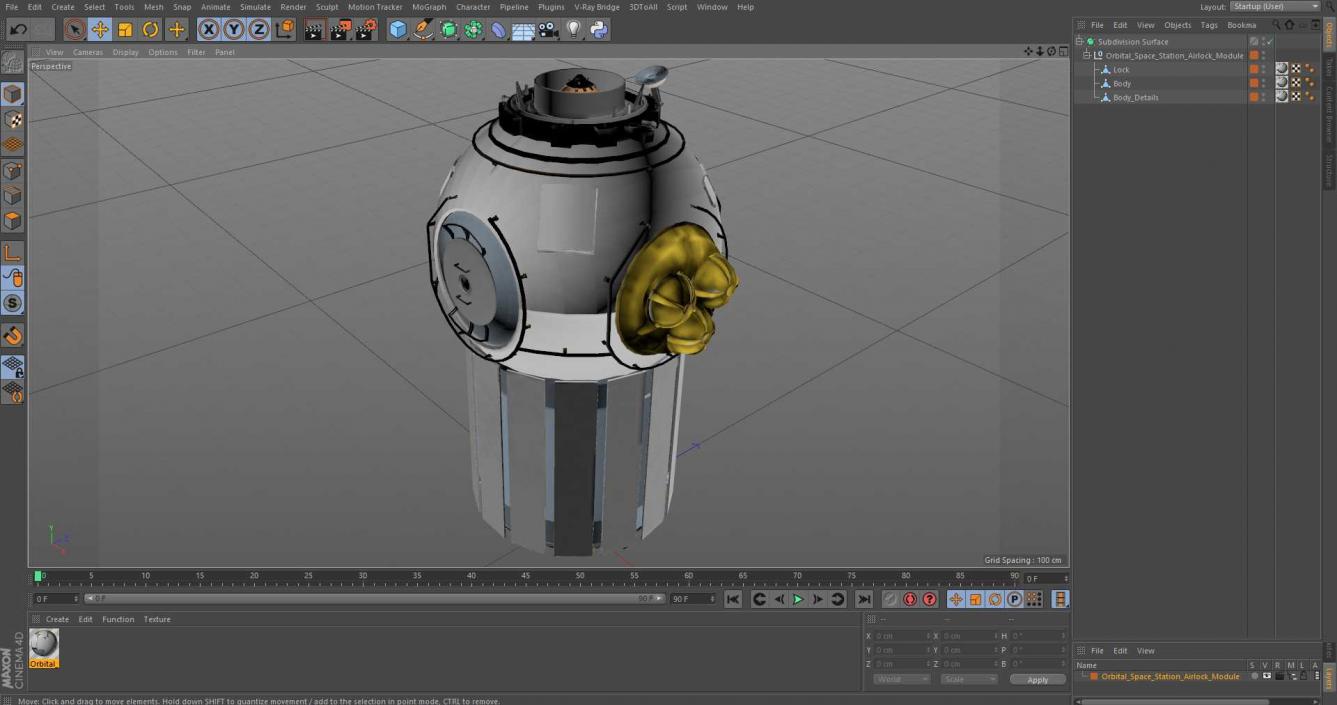 3D Orbital Space Station Airlock Module