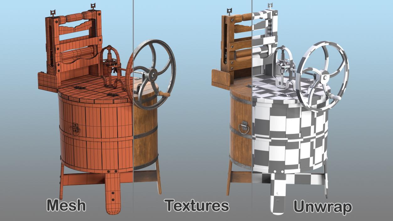 3D Antique Washing Machine model