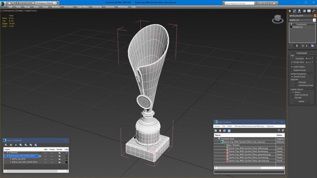 Sports Cup With Symbol Silver 3D model