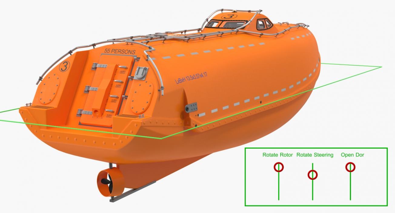 3D model Lifeboat Rigged