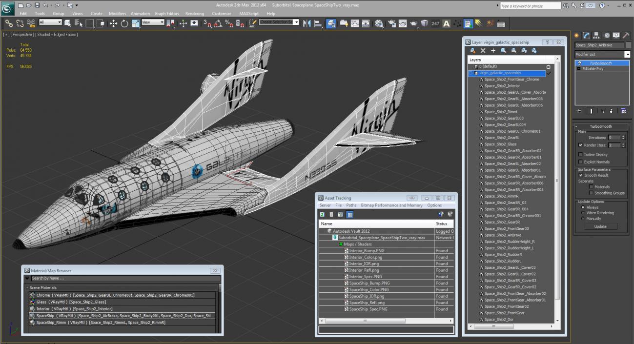 Suborbital Spaceplane SpaceShipTwo 3D model