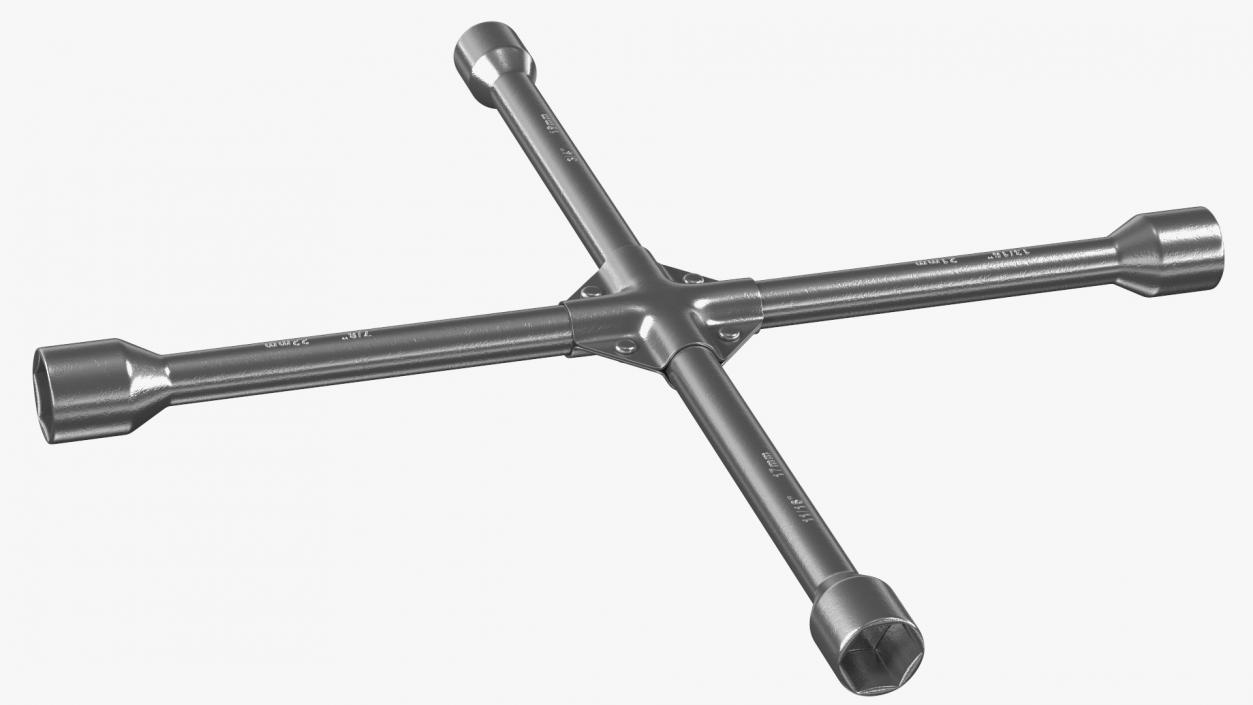 3D Four Way Lug Nut Wrench model