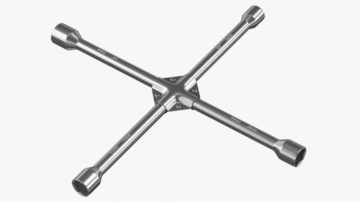 3D Four Way Lug Nut Wrench model