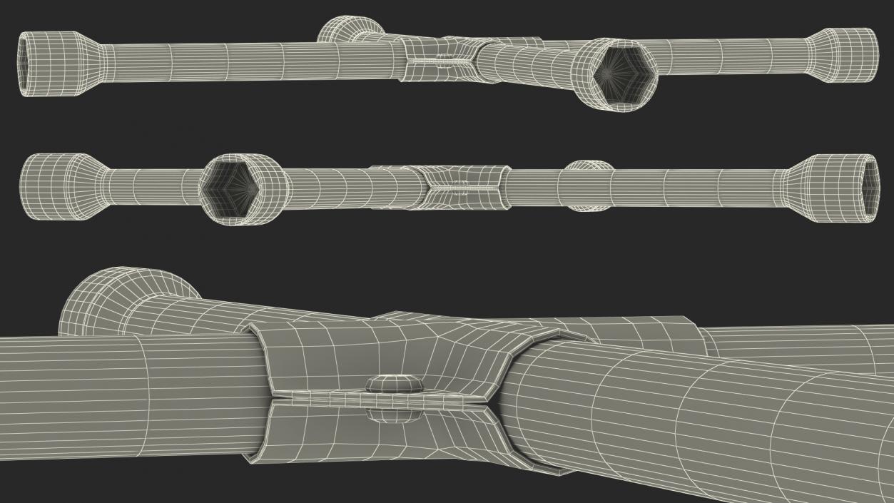 3D Four Way Lug Nut Wrench model