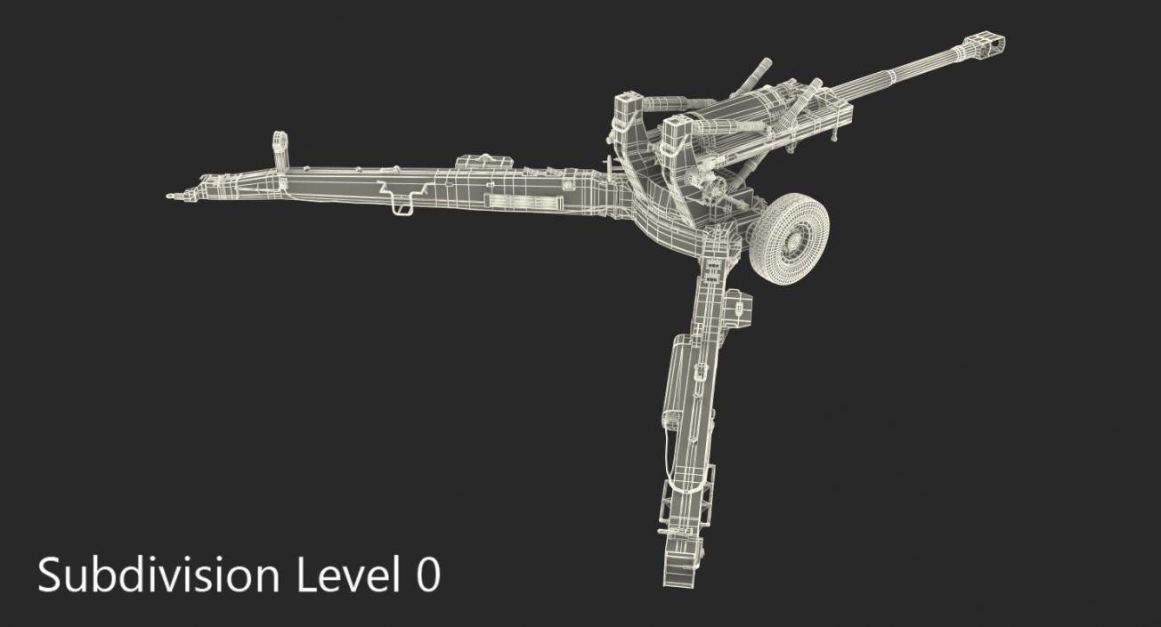 3D Artillery M198 155mm Howitzer Rigged