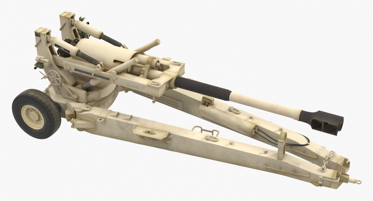 3D Artillery M198 155mm Howitzer Rigged